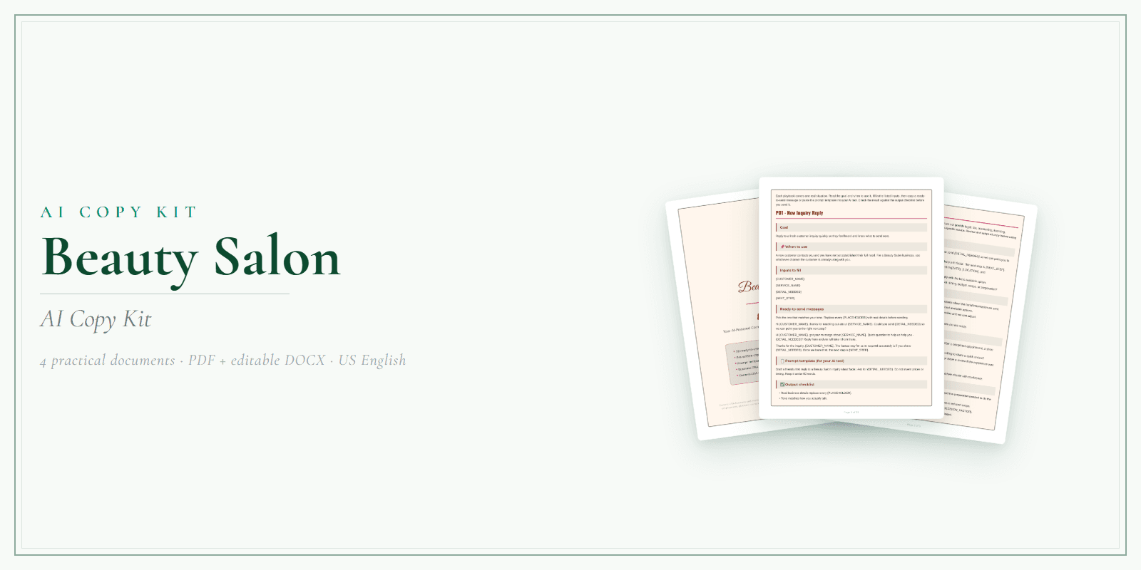 Beauty Salon AI Copy Kit product preview