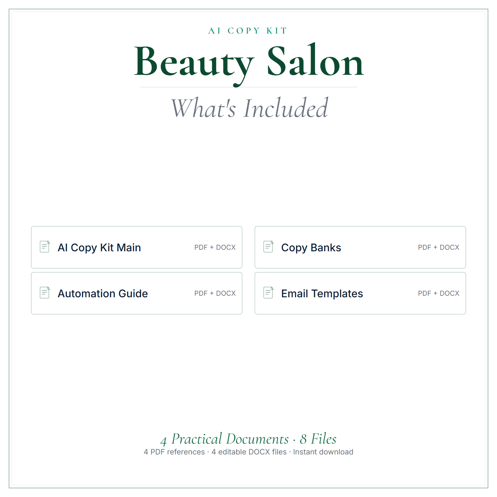 What's included in Beauty Salon AI Copy Kit