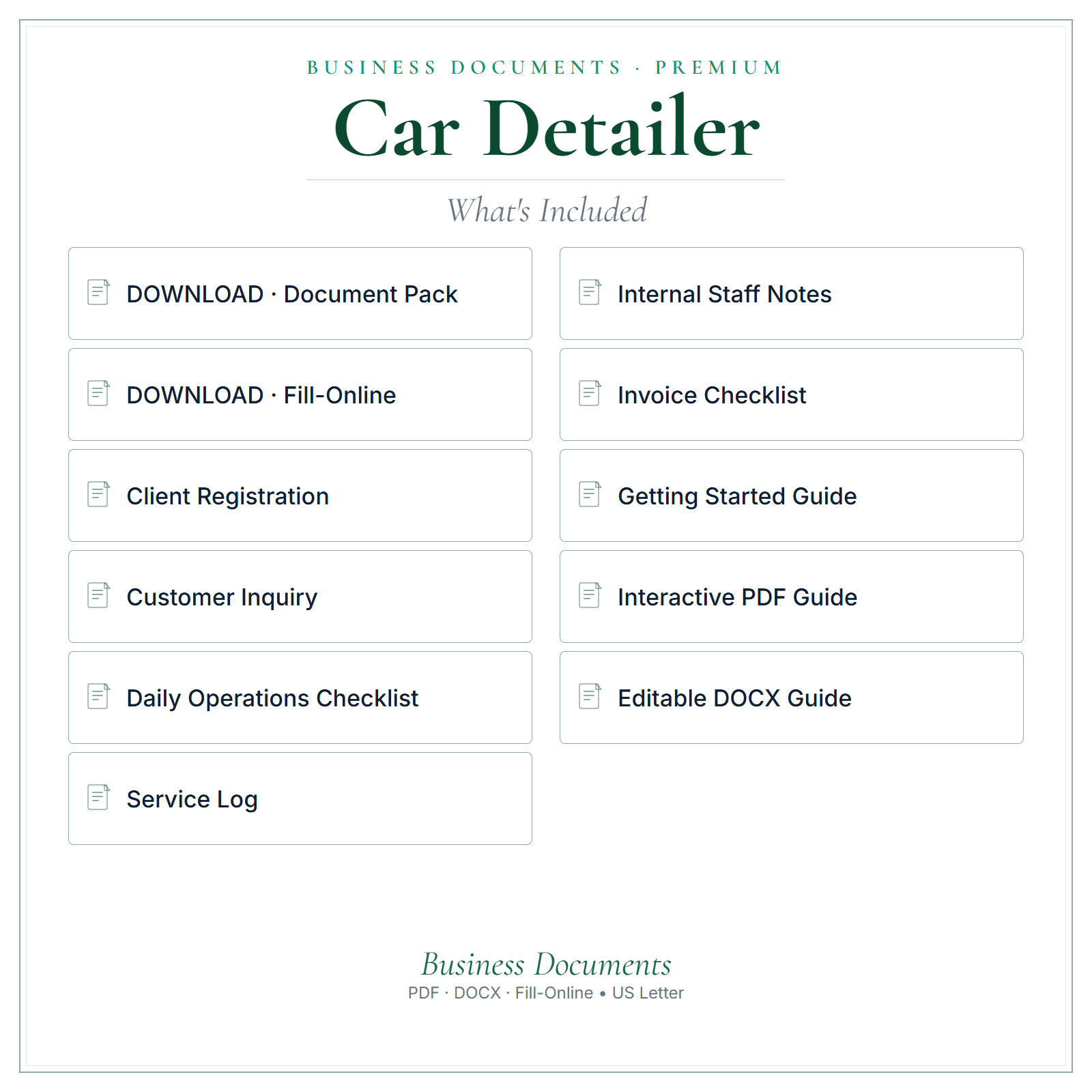 What's included in Car Detailer Business Documents — Premium