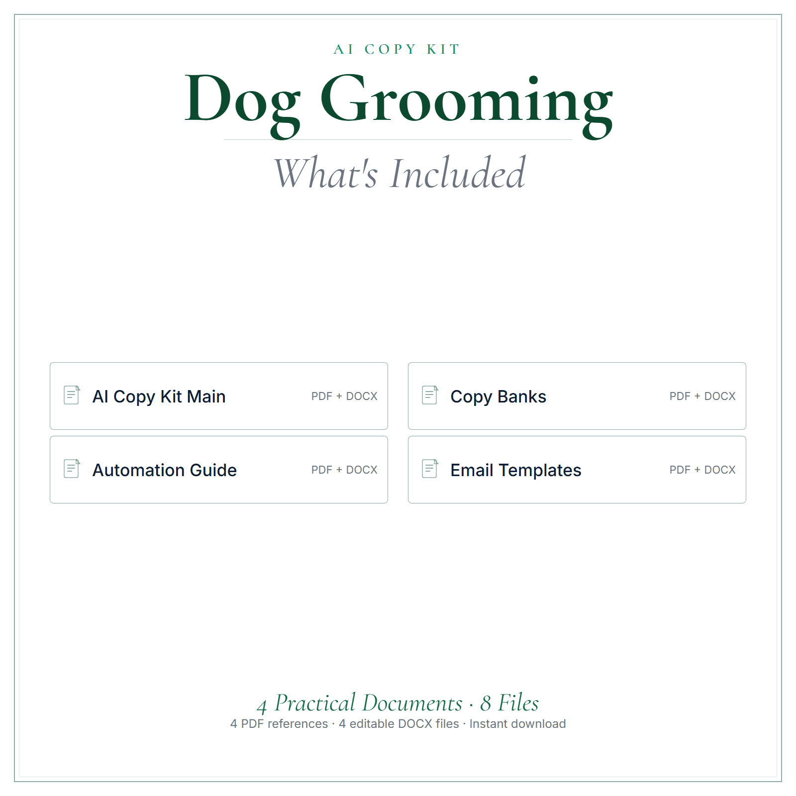 What's included in Dog Grooming AI Copy Kit