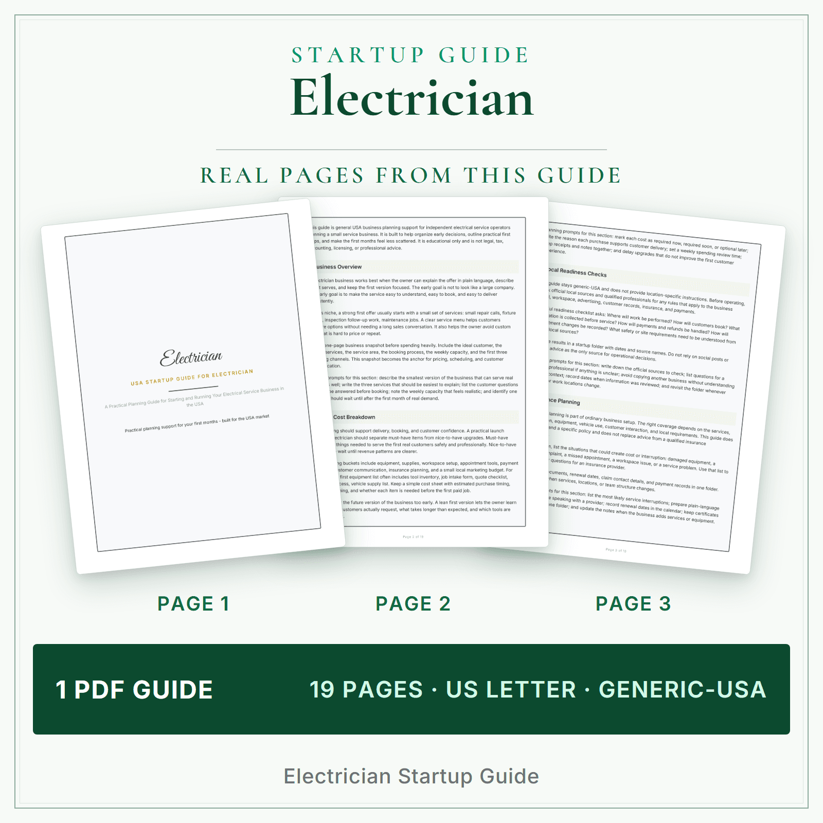 Electrician Startup Guide sample pages