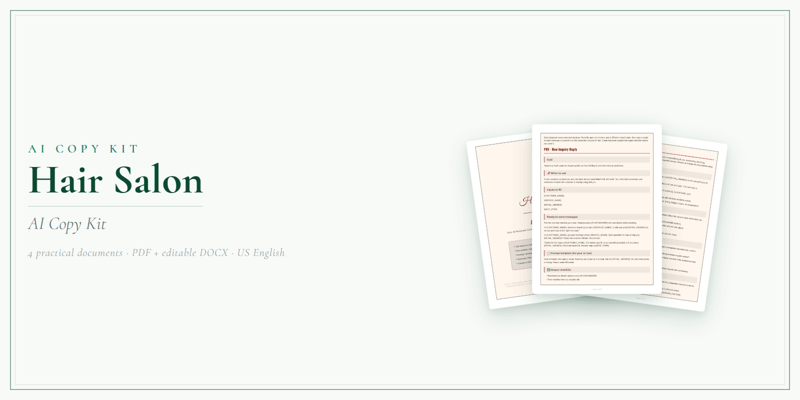 Hair Salon AI Copy Kit product preview