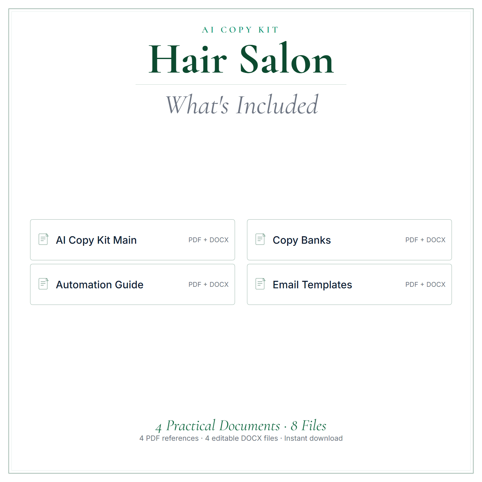 What's included in Hair Salon AI Copy Kit
