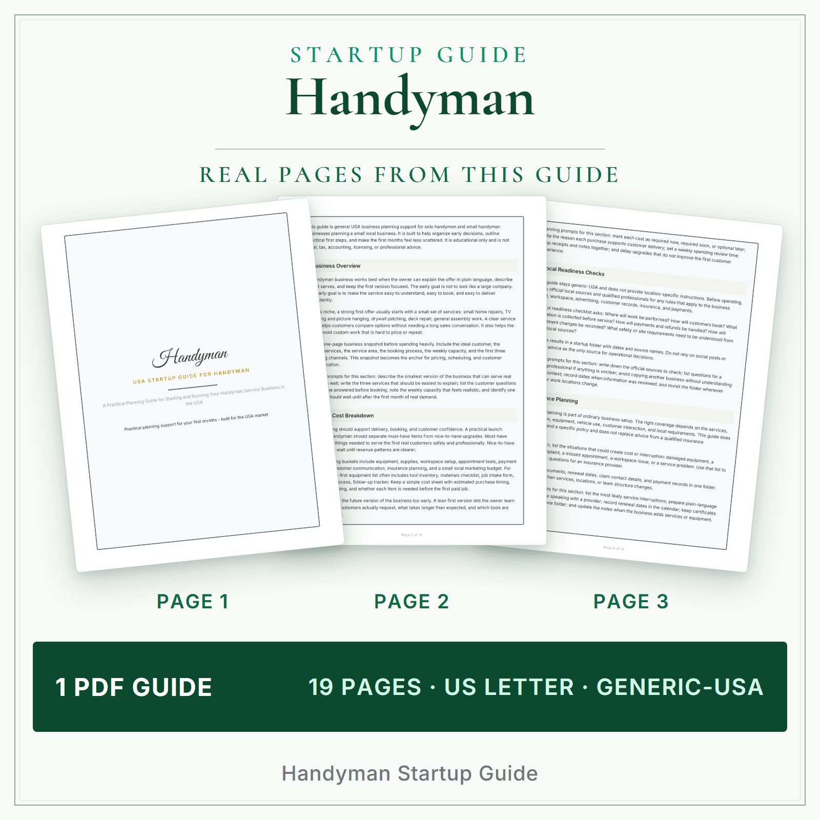 Handyman Startup Guide sample pages