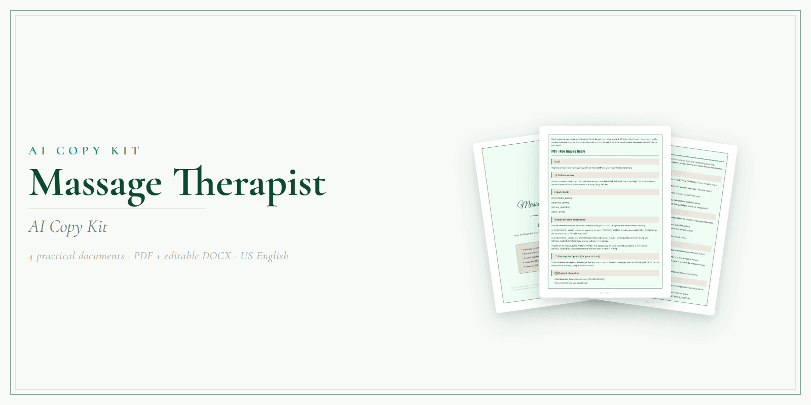Massage Therapist AI Copy Kit product preview