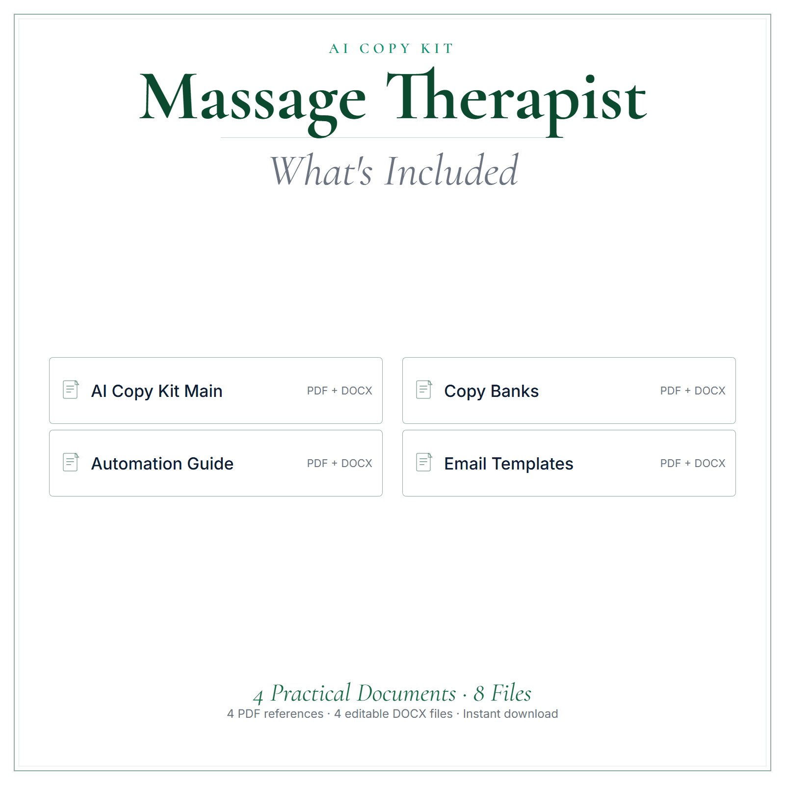 What's included in Massage Therapist AI Copy Kit
