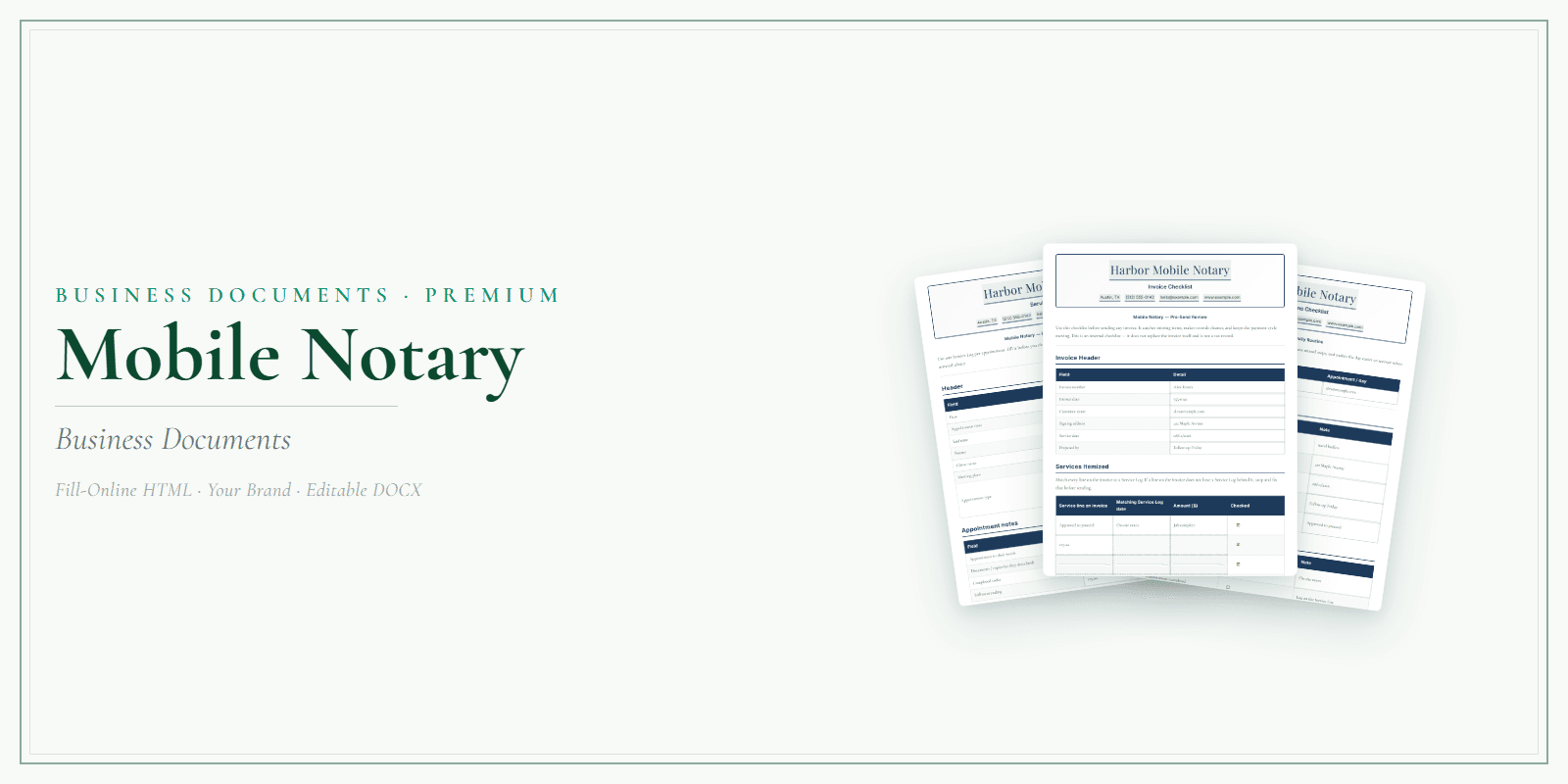 Mobile Notary Business Documents — Premium product preview