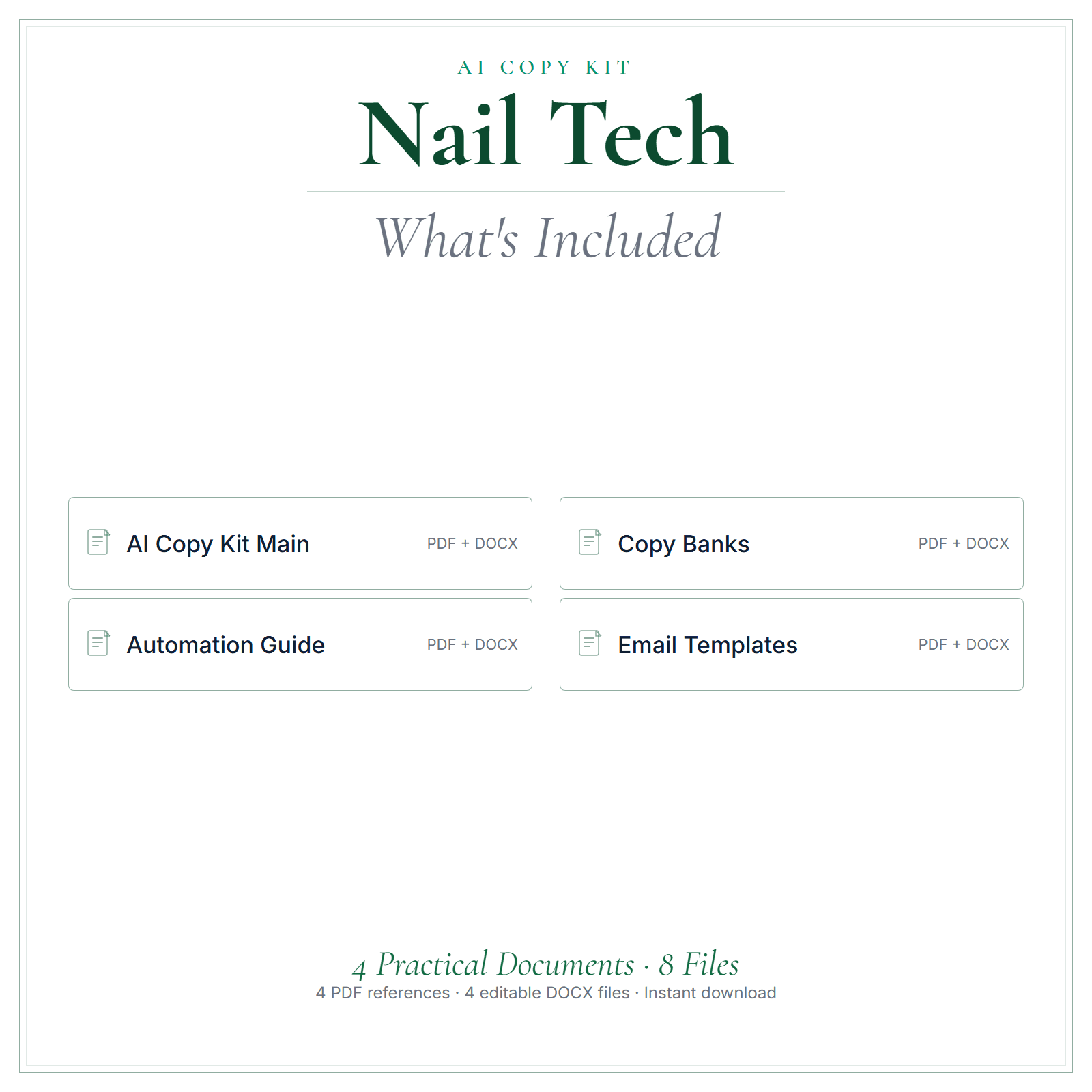 What's included in Nail Tech AI Copy Kit