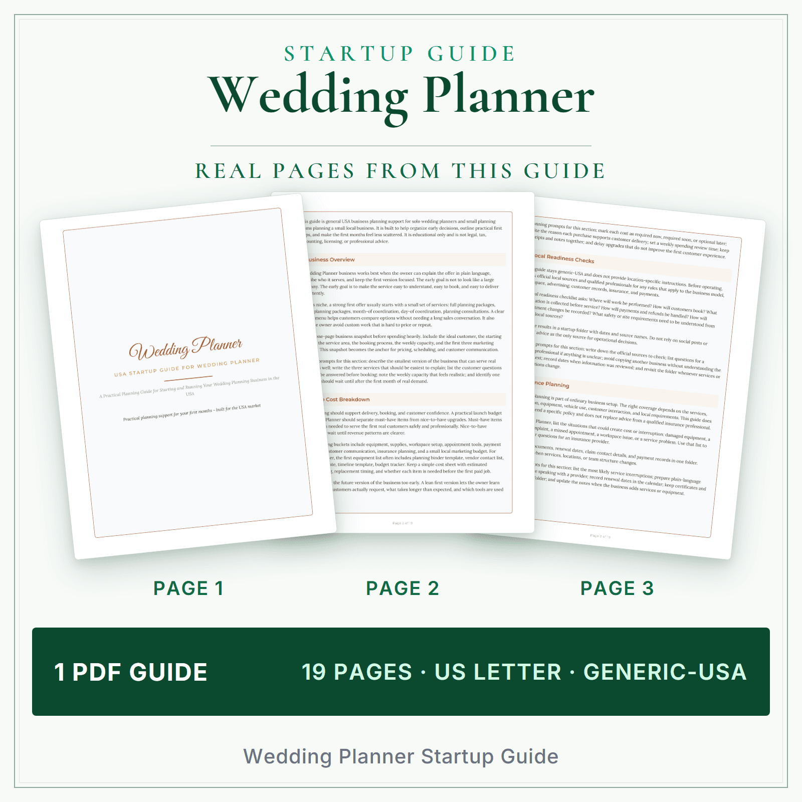Wedding Planner Startup Guide sample pages