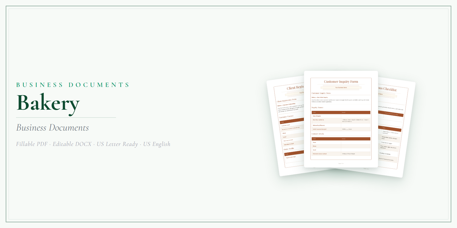 Bakery Business Documents — Premium product preview