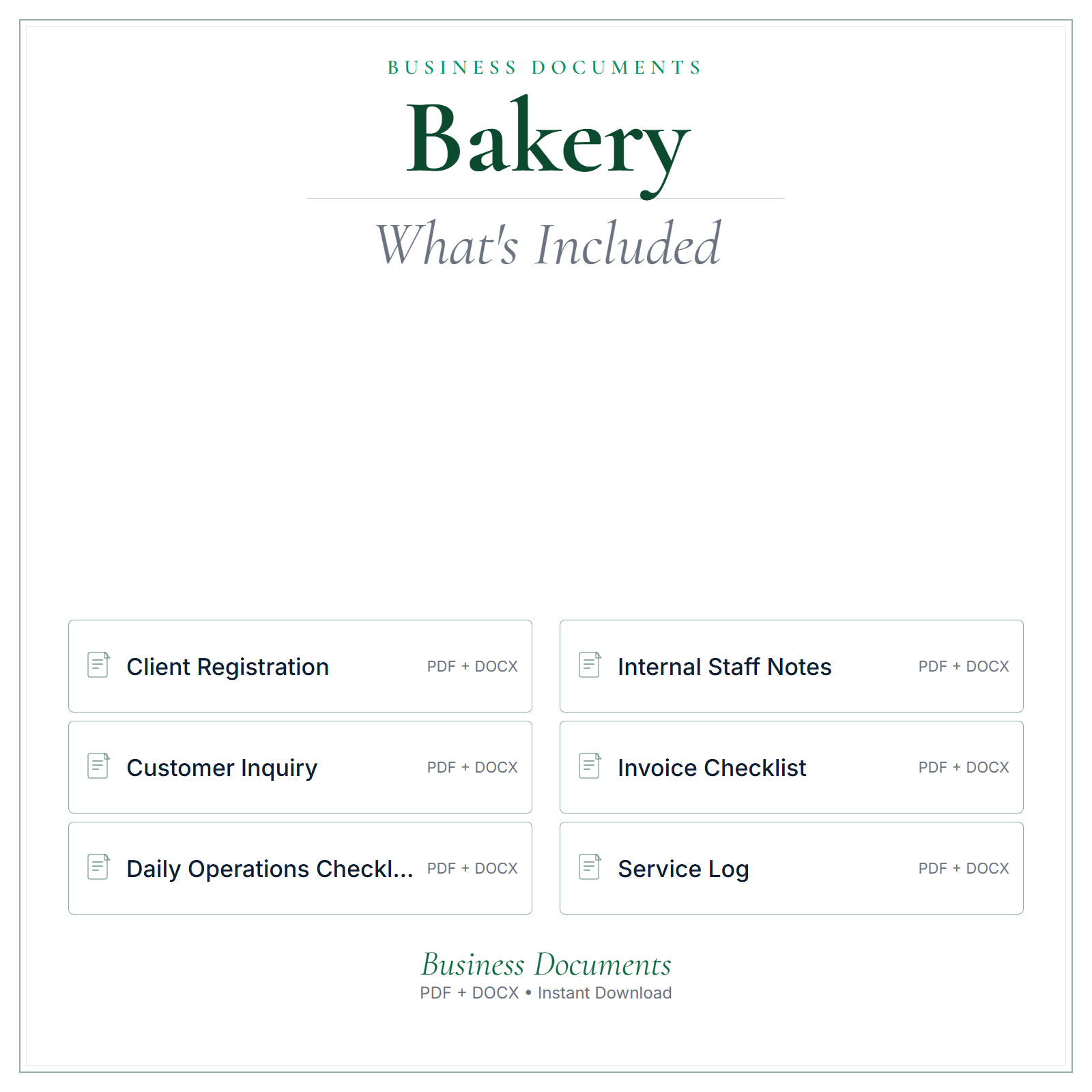 What's included in Bakery Business Documents — Premium