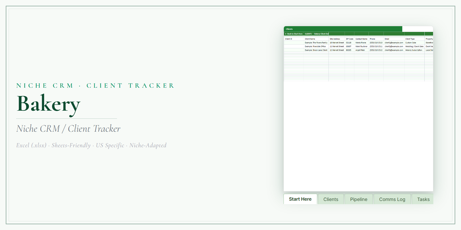 Bakery Client Tracker product preview
