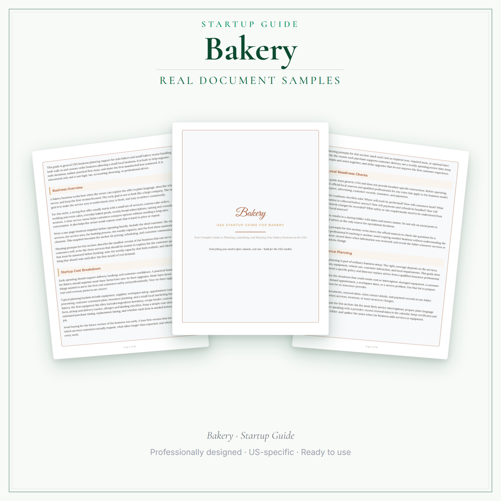 Bakery Startup Guide sample pages