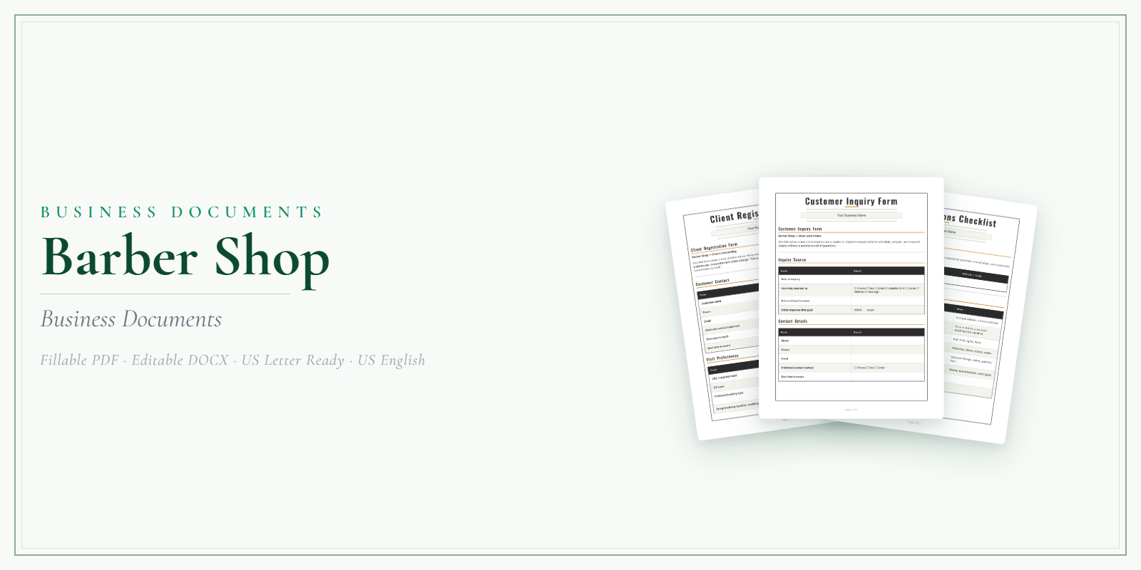 Barber Shop Business Documents — Standard product preview