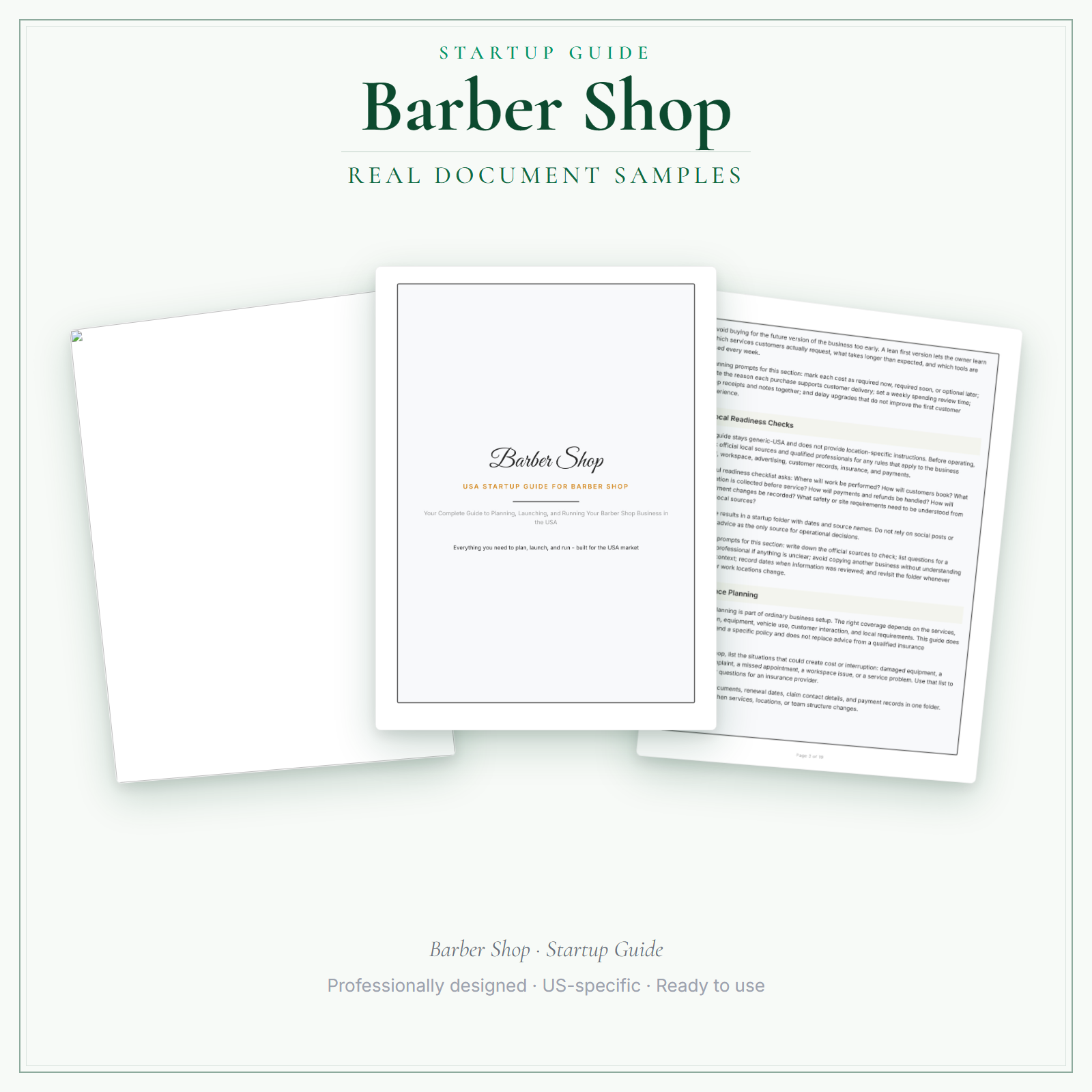Barber Shop Startup Guide sample pages