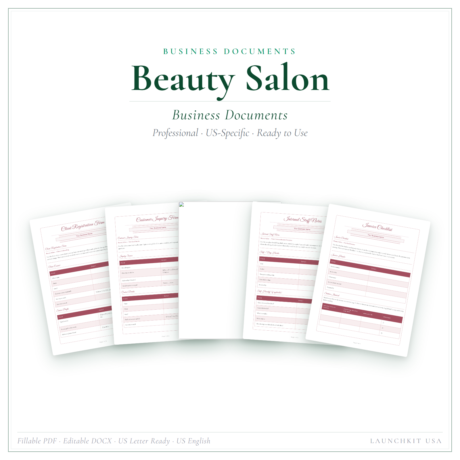 Business Documents for Beauty Salon