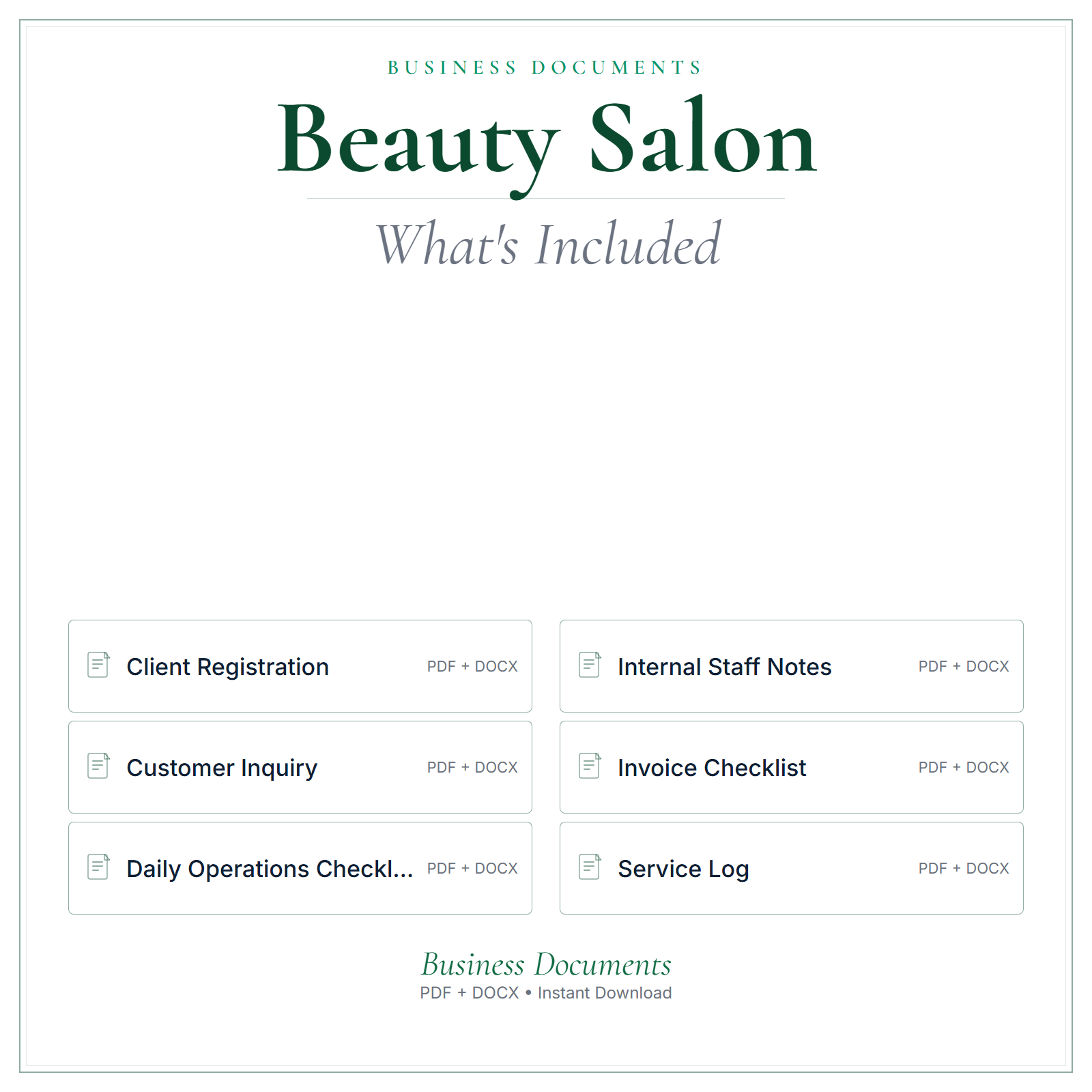 What's included in Beauty Salon Business Documents — Premium