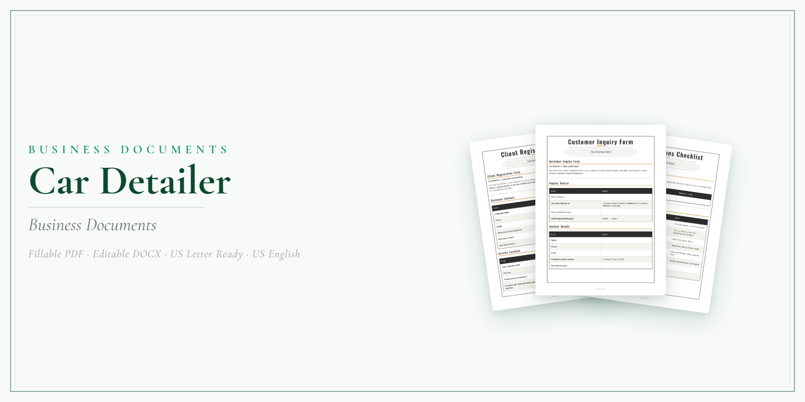 Car Detailer Business Documents — Premium product preview