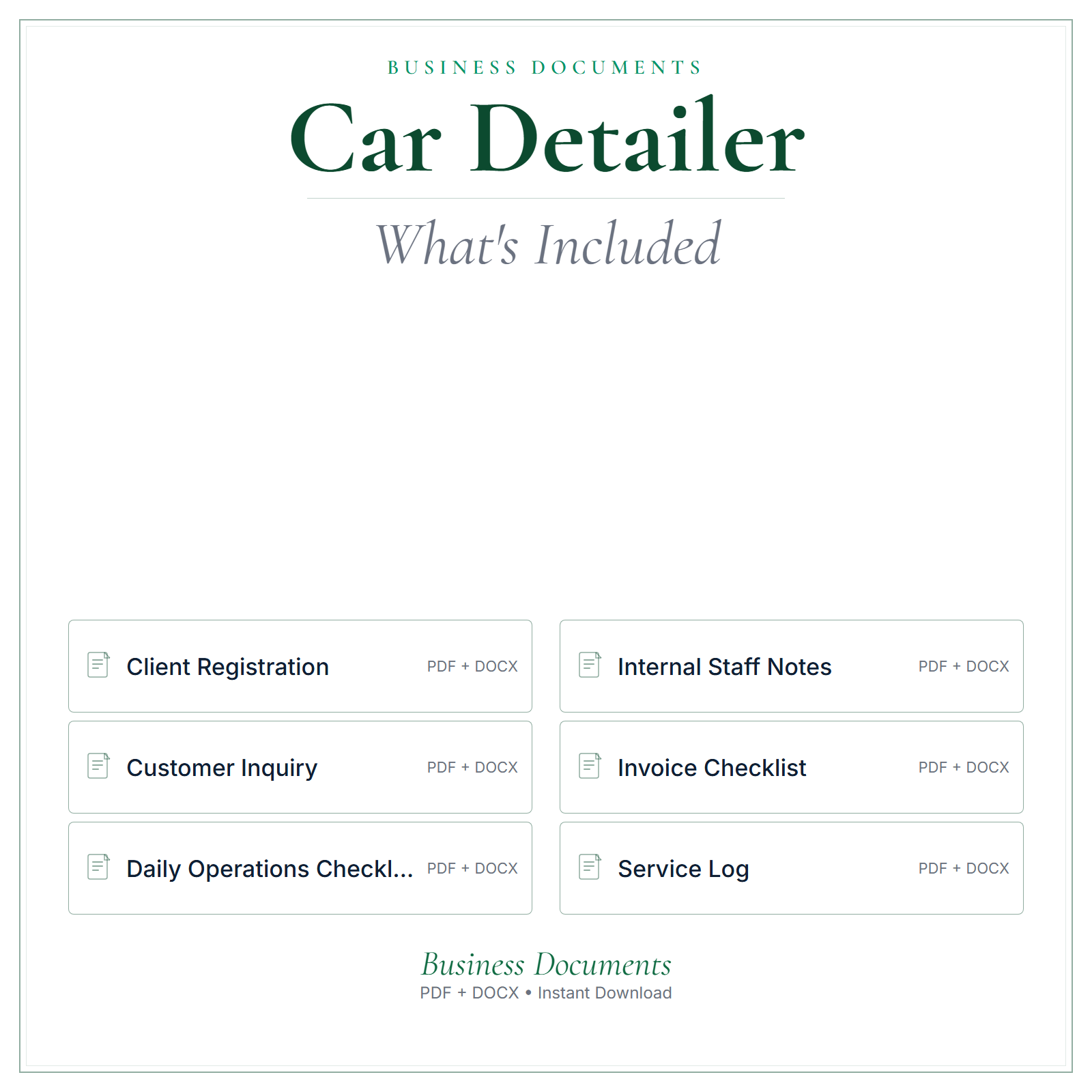 What's included in Car Detailer Business Documents — Premium