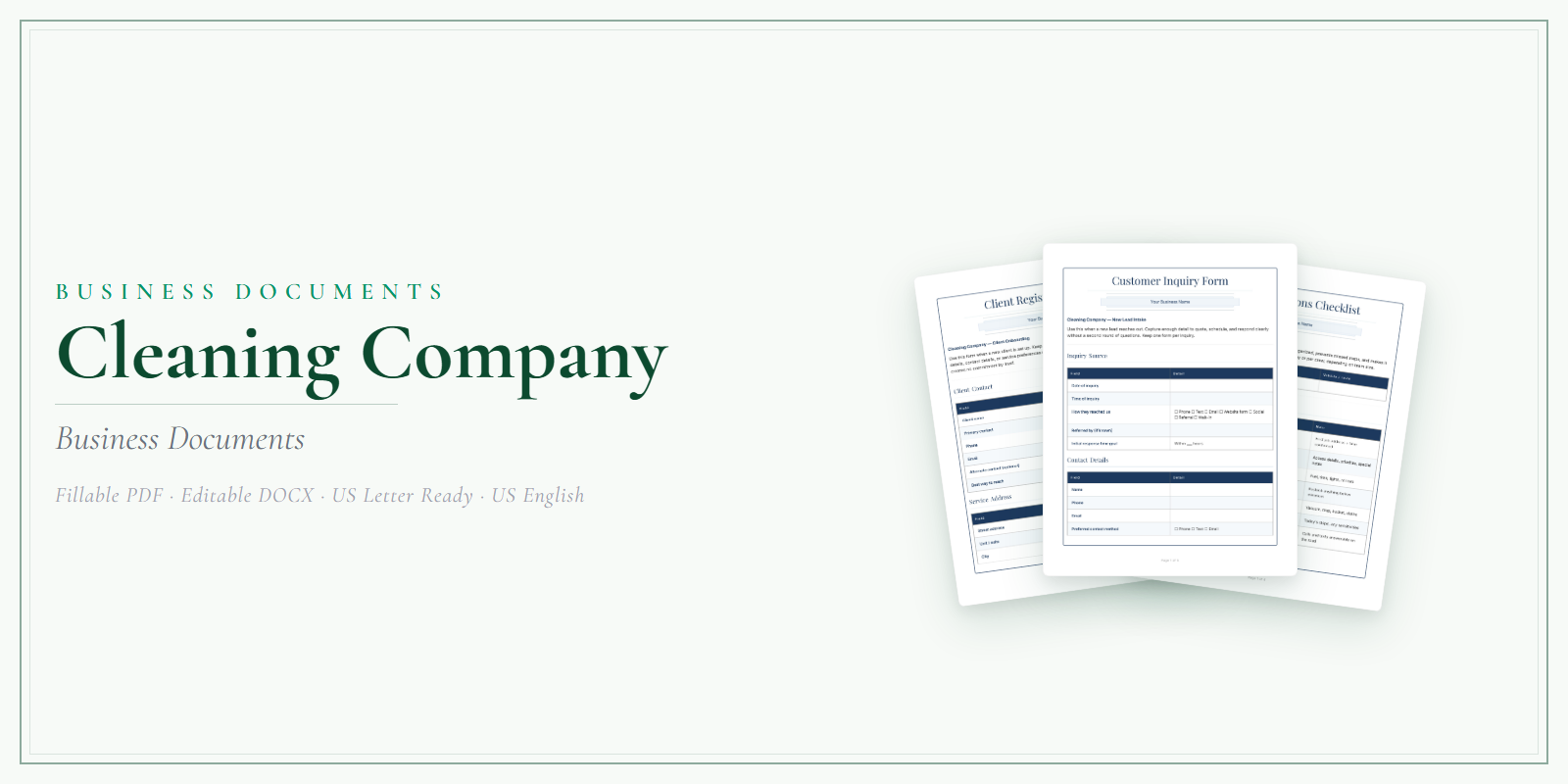 Cleaning Company Business Documents — Premium product preview