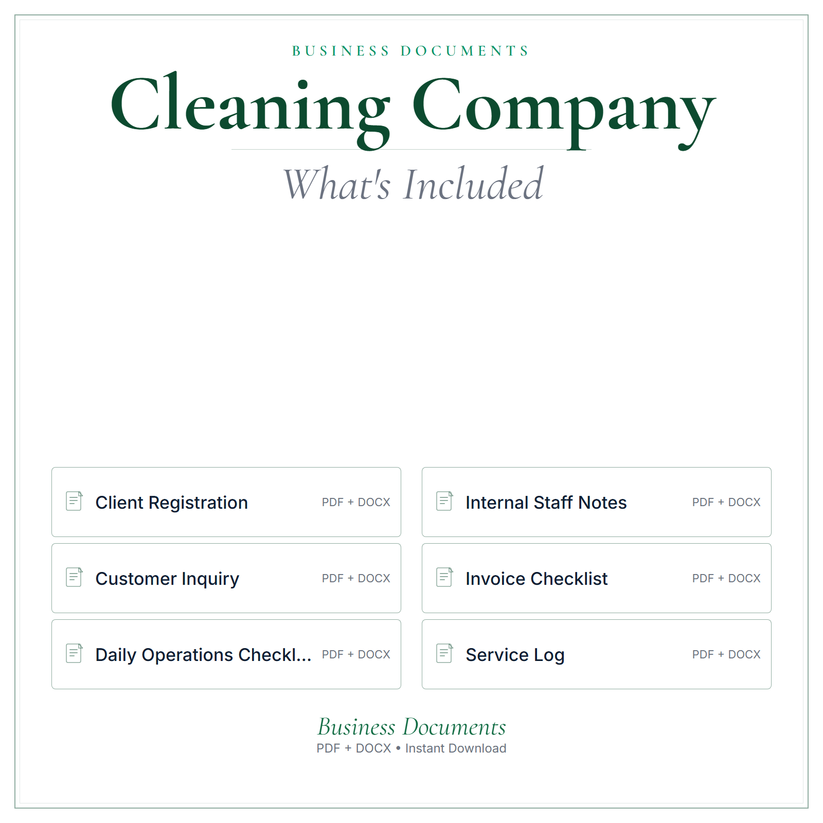 What's included in Cleaning Company Business Documents — Premium