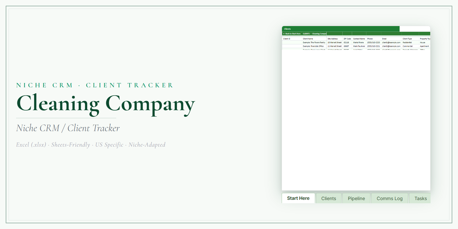Cleaning Company Client Tracker product preview