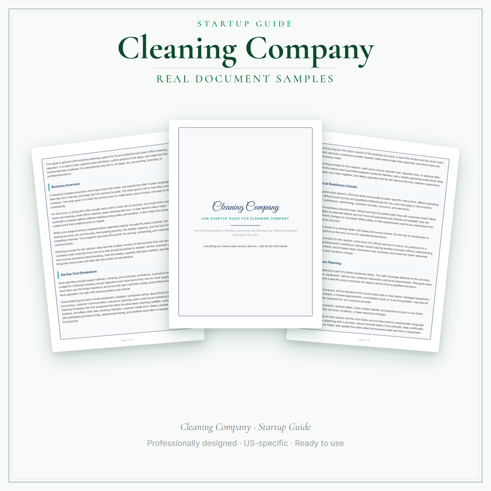 Cleaning Company Startup Guide sample pages