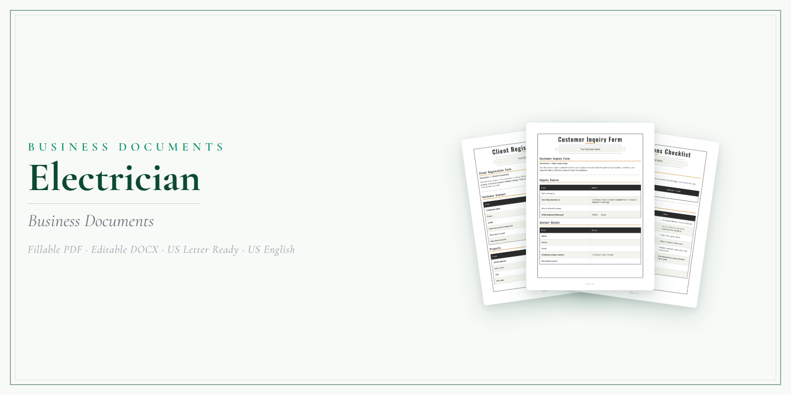 Electrician Business Documents — Premium product preview