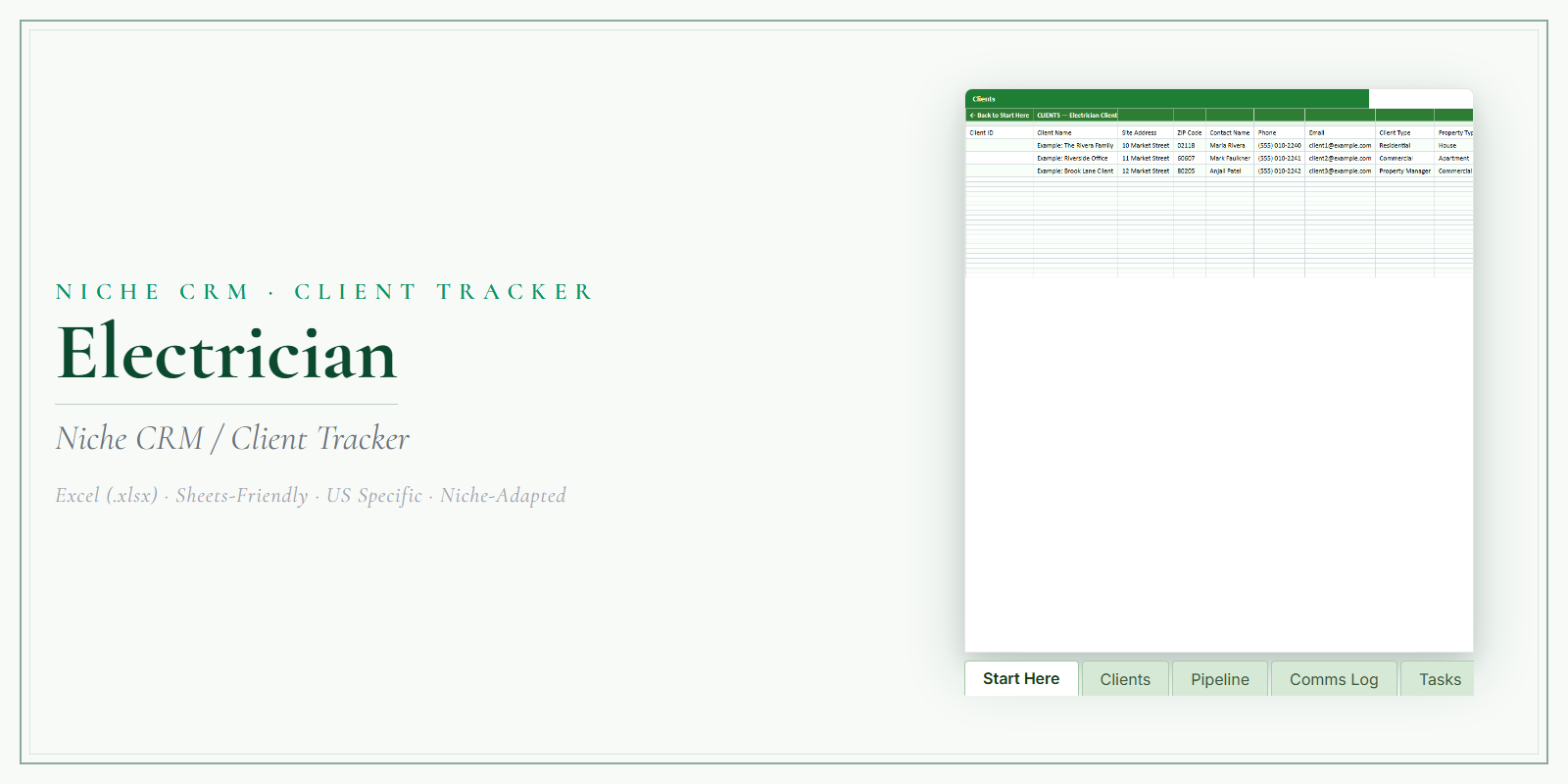 Electrician Client Tracker product preview