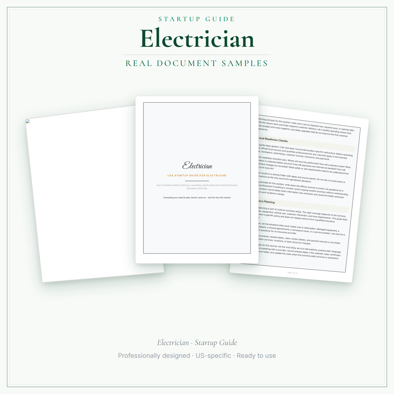 Electrician Startup Guide sample pages