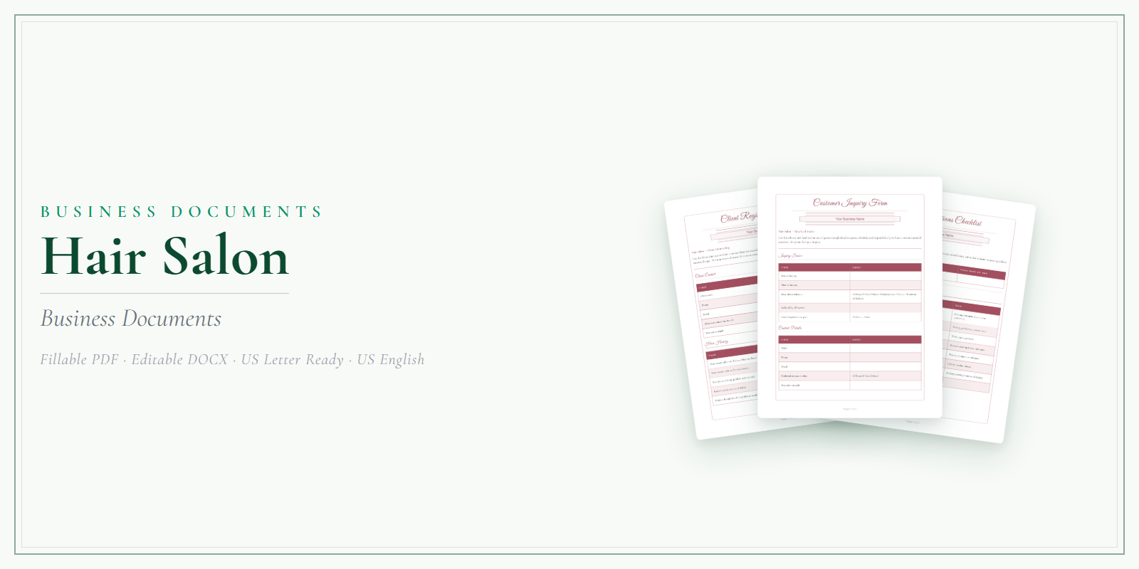 Hair Salon Business Documents — Premium product preview