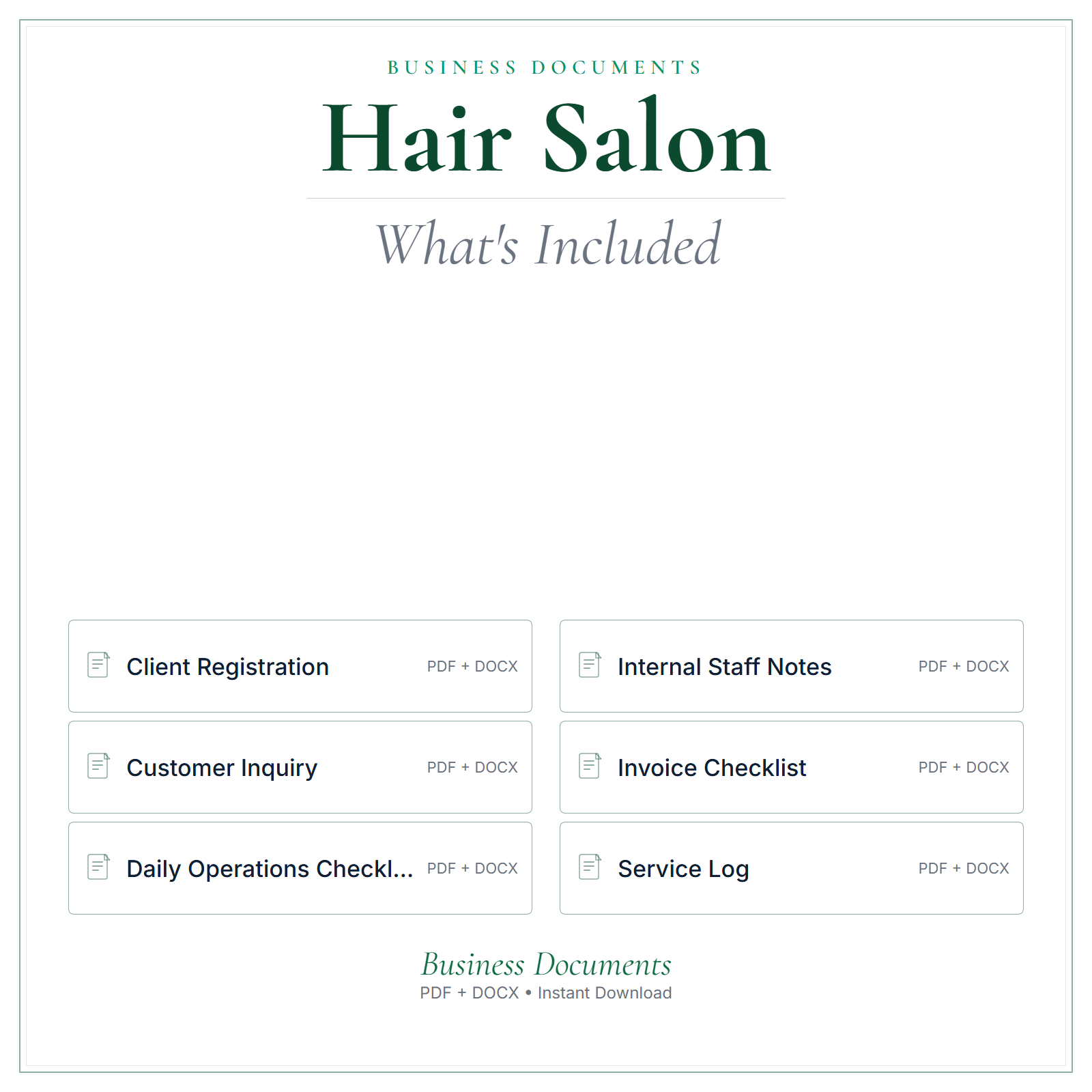 What's included in Hair Salon Business Documents — Premium