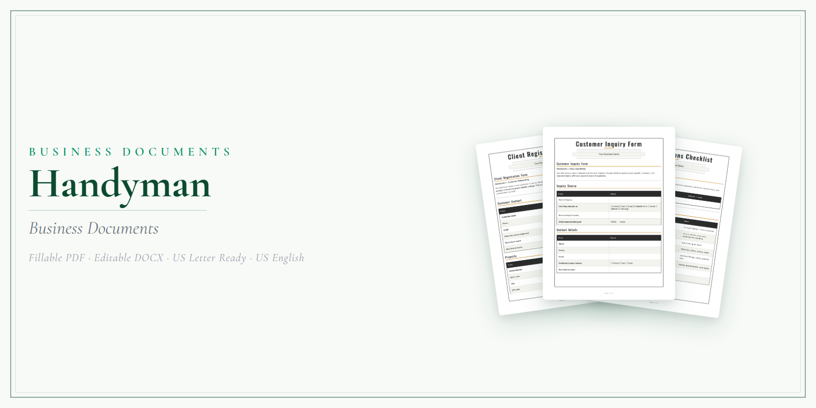 Handyman Business Documents — Premium product preview