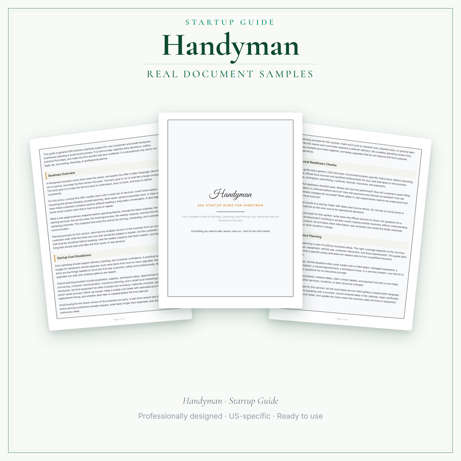 Handyman Startup Guide sample pages