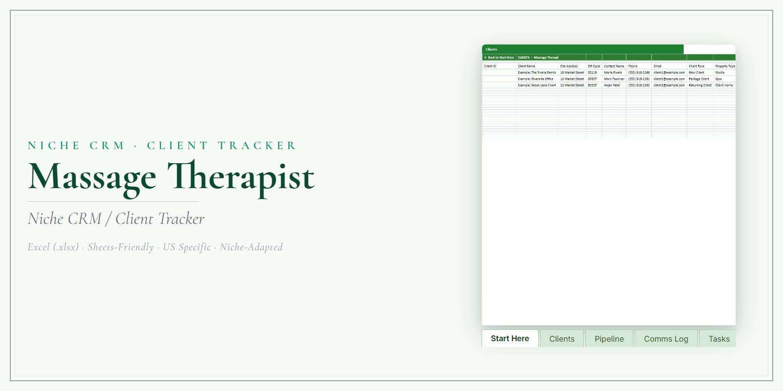 Massage Therapist Client Tracker product preview