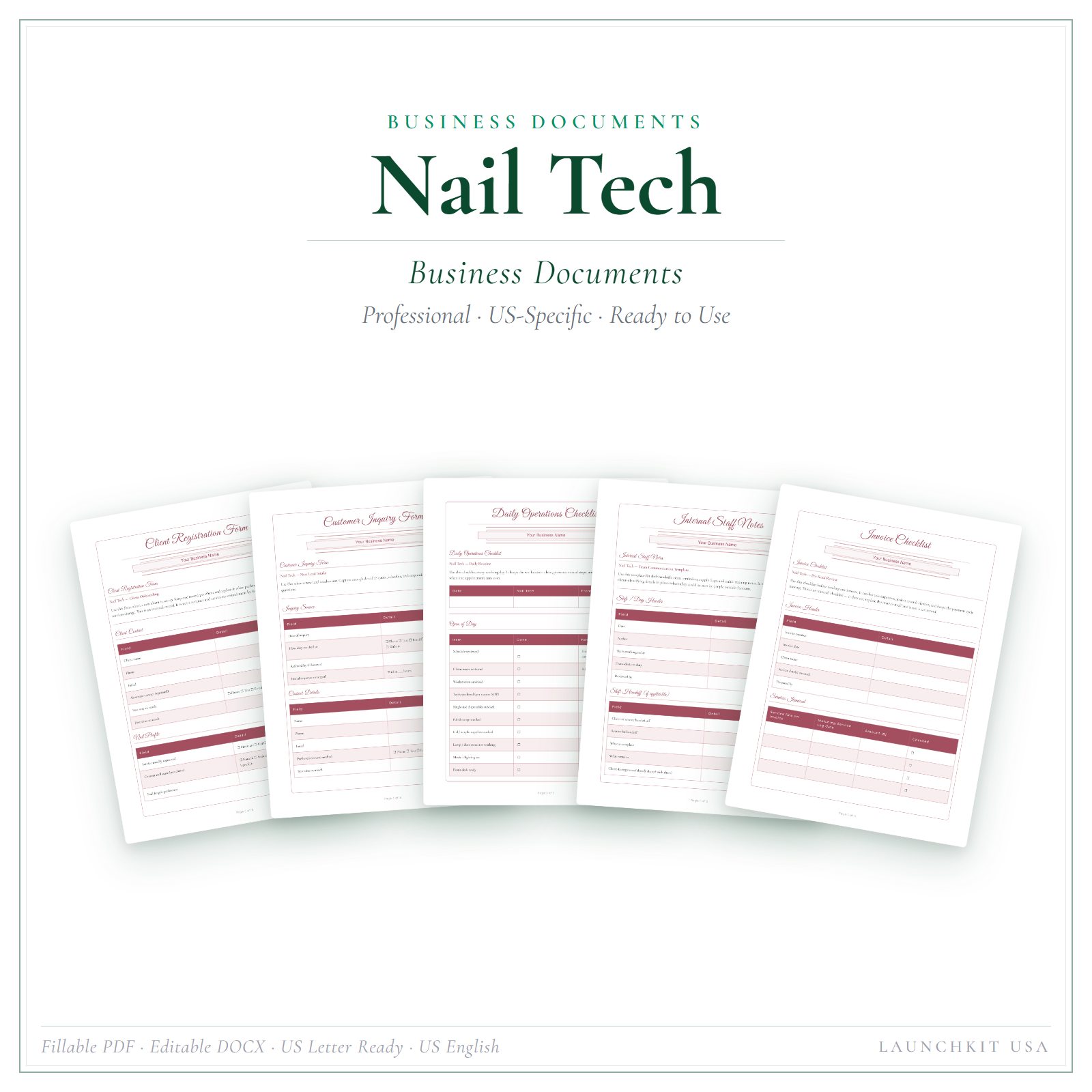 Business Documents for Nail Tech