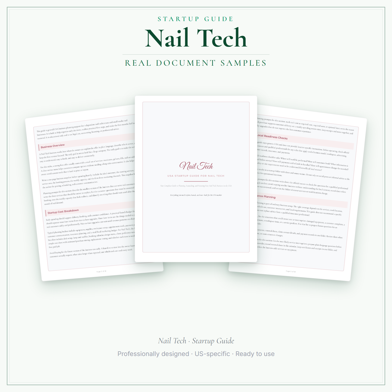 Nail Tech Startup Guide sample pages