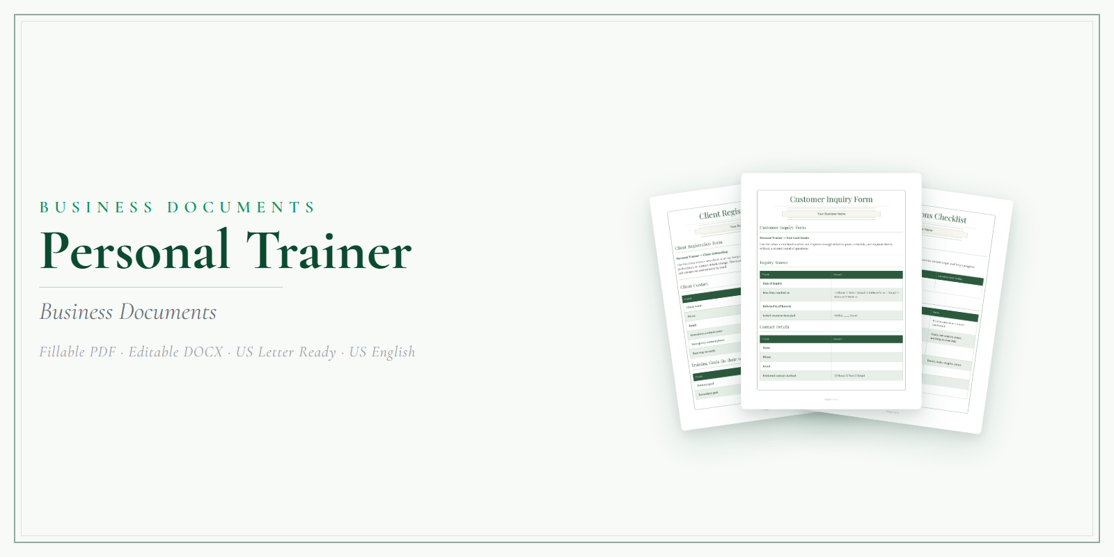 Personal Trainer Business Documents — Premium product preview