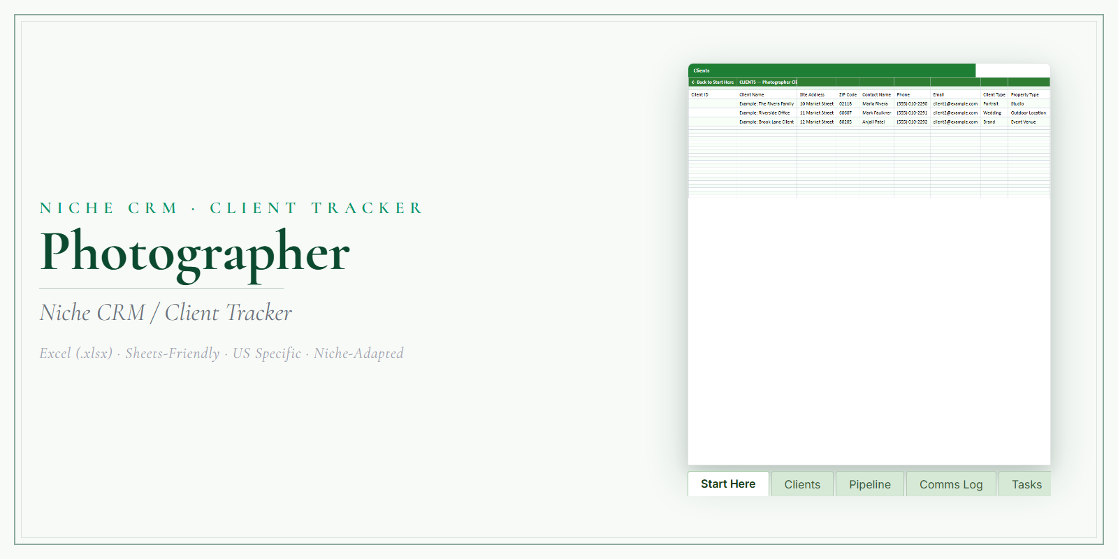 Photographer Client Tracker product preview