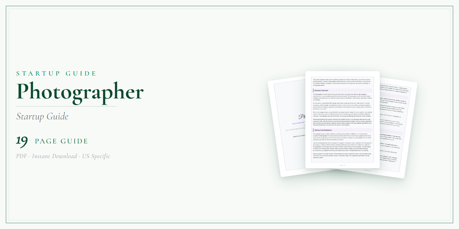 Photographer Startup Guide product preview