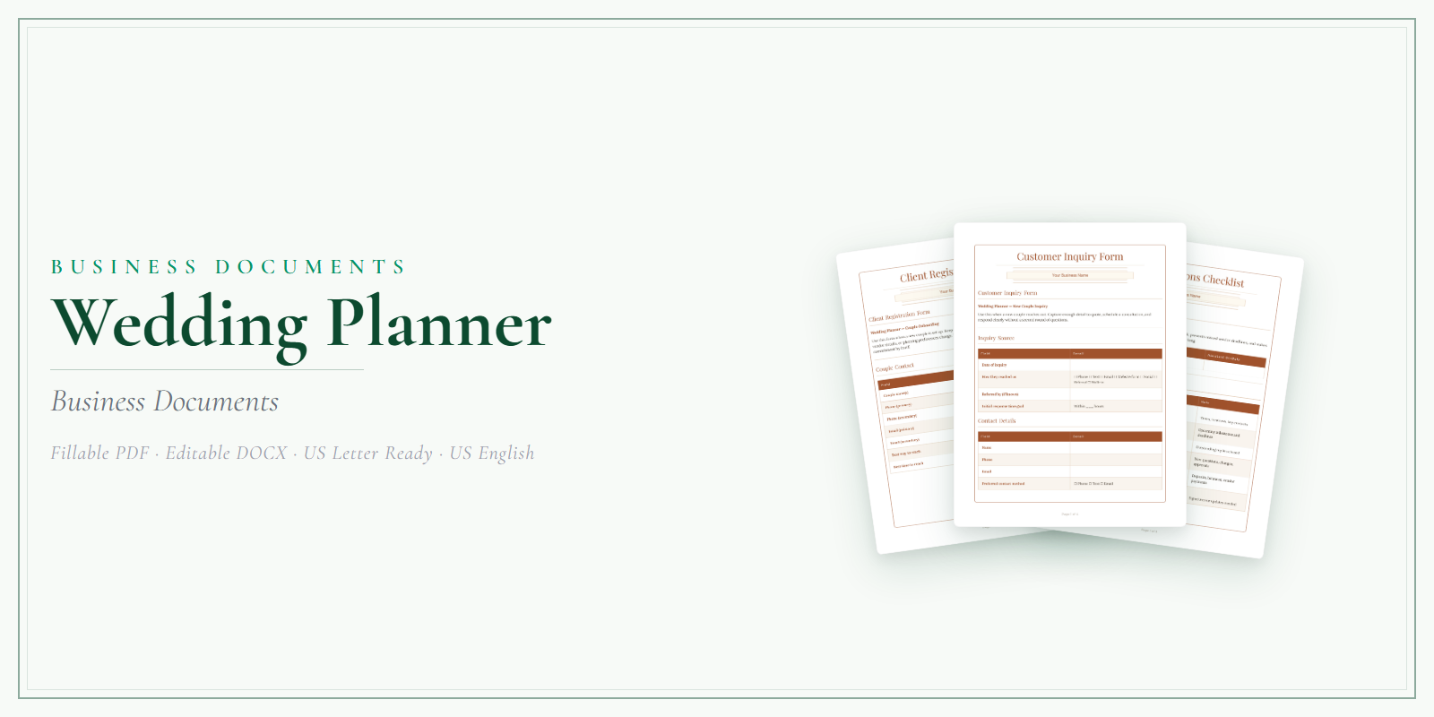 Wedding Planner Business Documents — Premium product preview