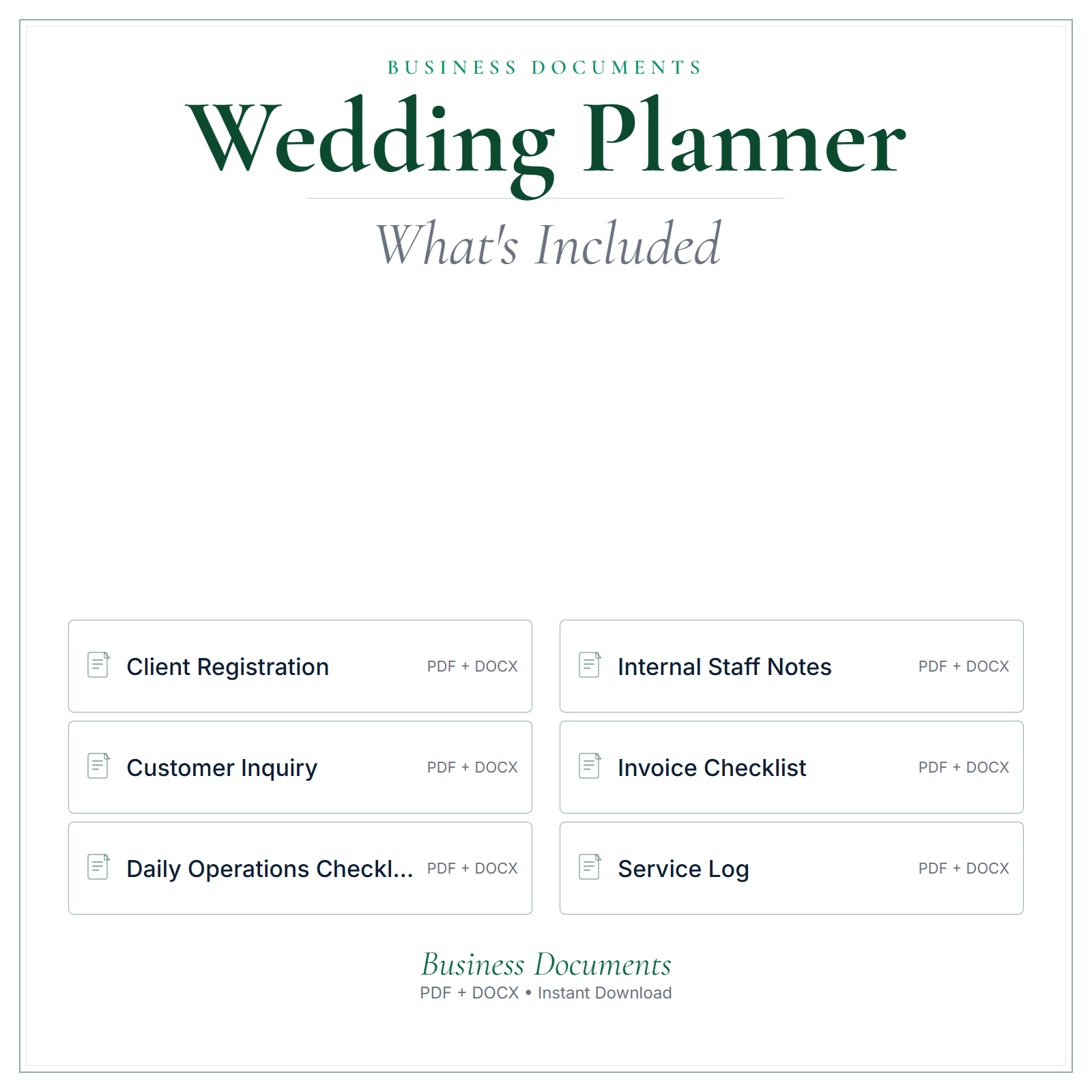 What's included in Wedding Planner Business Documents — Premium