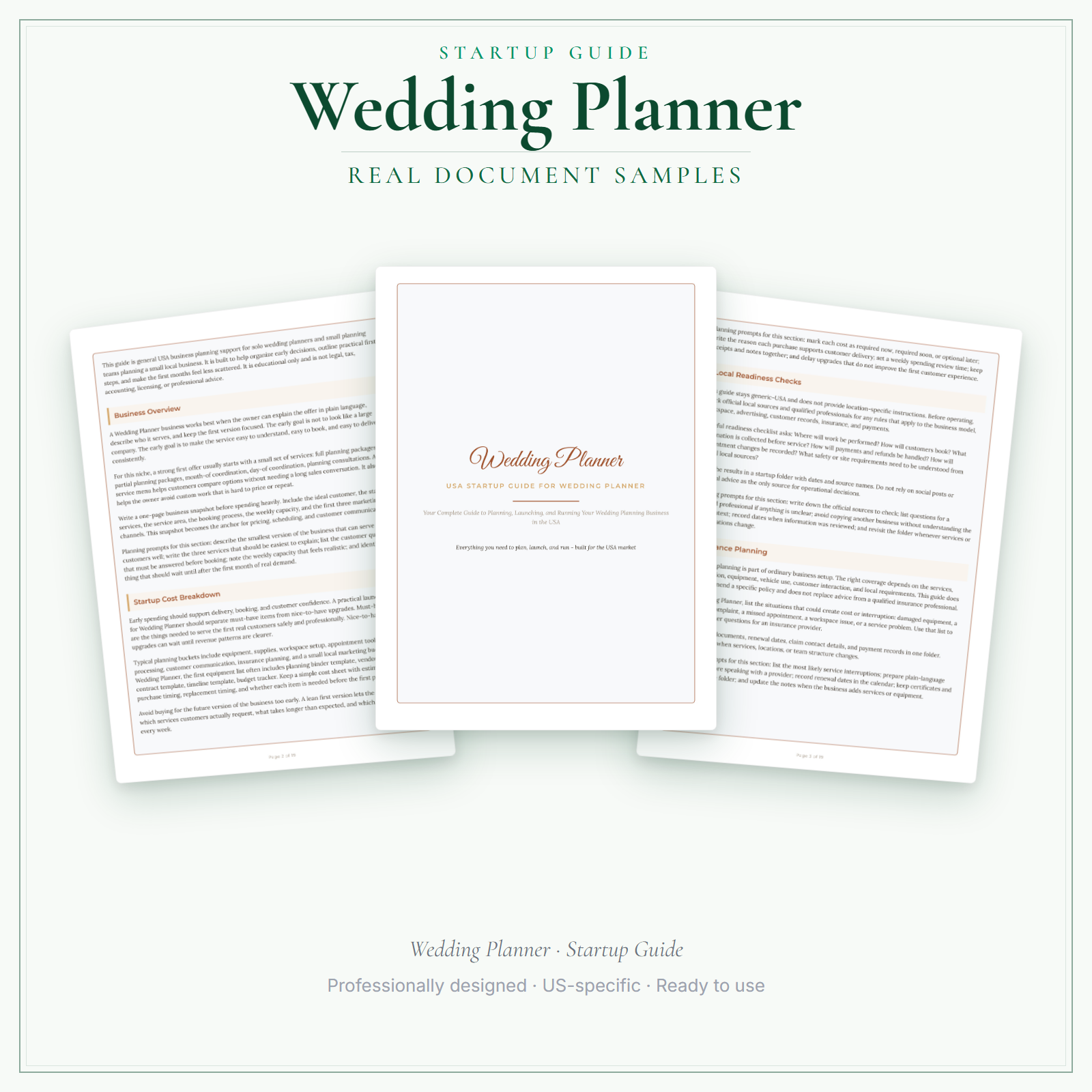Wedding Planner Startup Guide sample pages